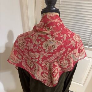 Vintage Red Paisley silk Scarf - roughly 29”x29”